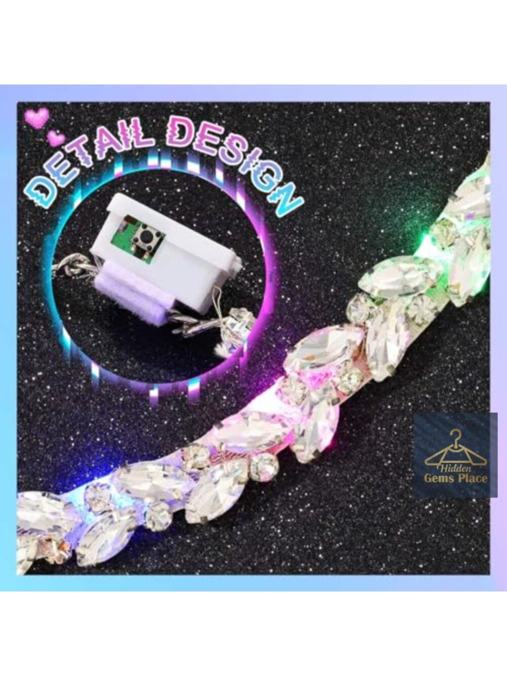 LED Rhinestone Waist Belt Body Chain Adjustable Rave Party Jewelry - Picture 4 of 5